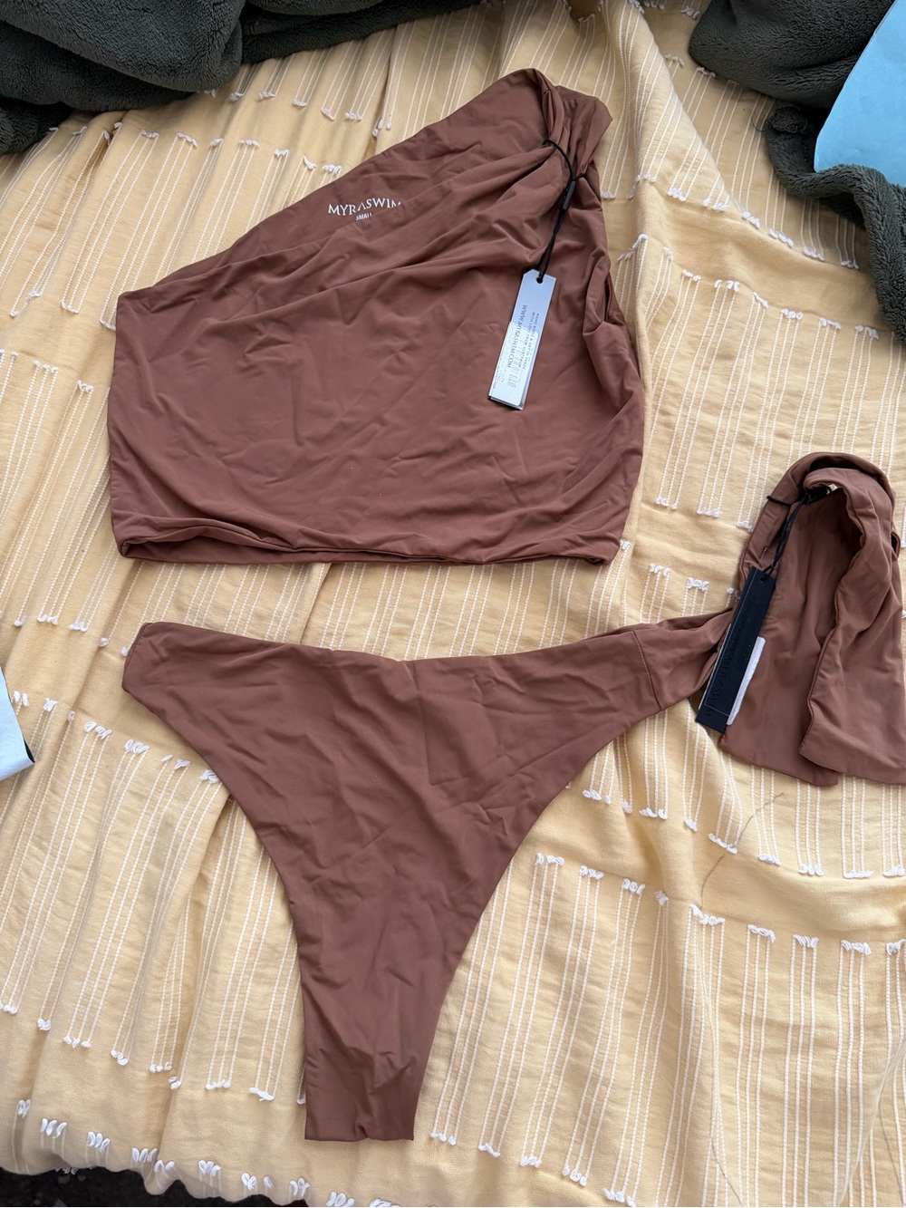 MYRA SWIM Brown Asymmetric Bikini Set
